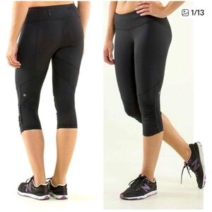 Lululemon run for your life black crop leggings in black size 8